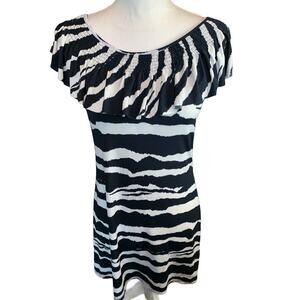 Michael Kors Animal print dress Ruffle Dress Navy Blue S